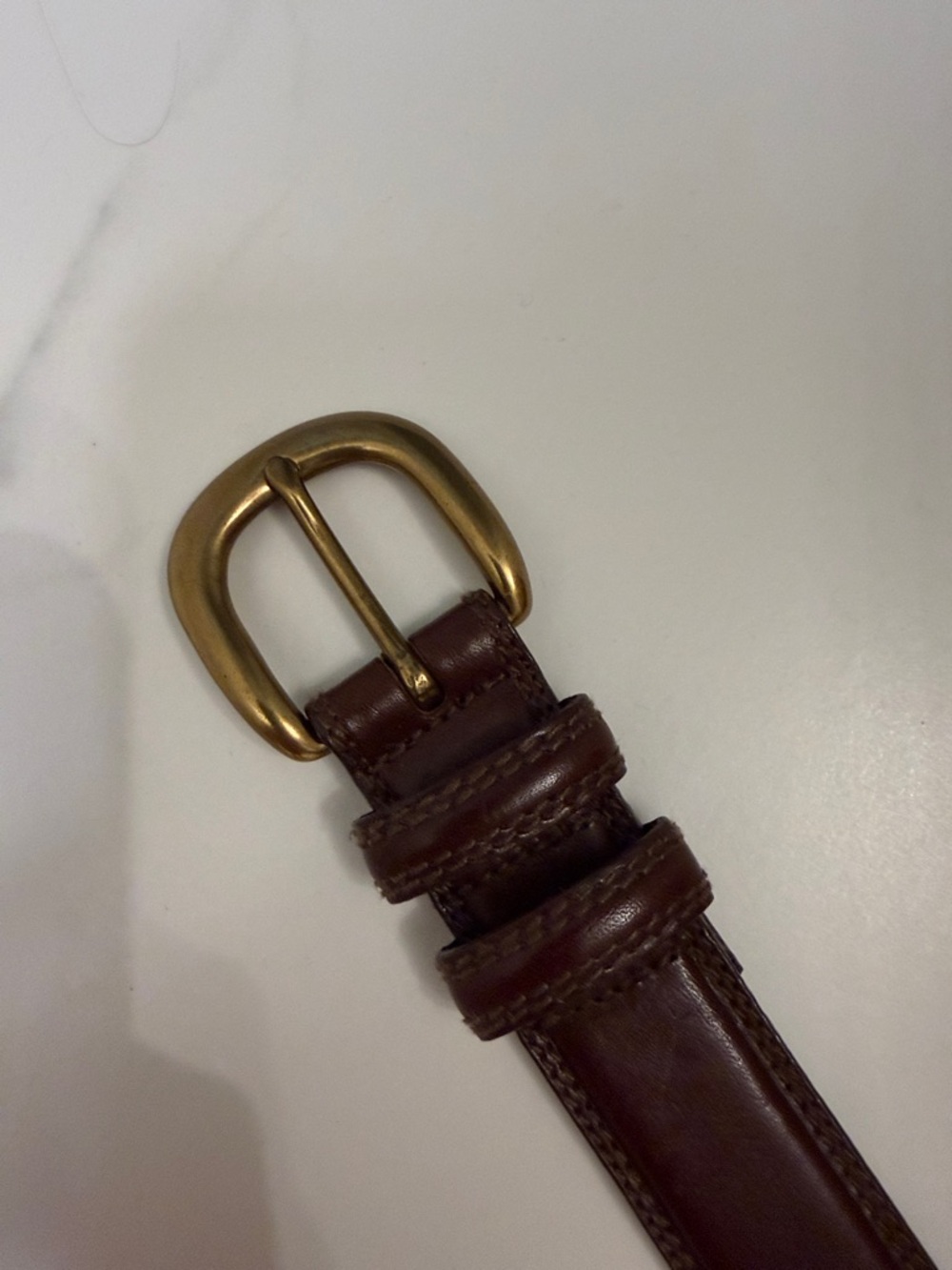 Amanda Smith Brown Leather Belt with Gold-Tone Buckle